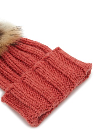 Detail View - Click To Enlarge - INVERNI - Turn-Up Fold Pom Pom Cashmere Beanie