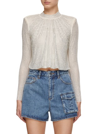 Main View - Click To Enlarge - SELF-PORTRAIT - Rhinestone Embellished Mesh Top