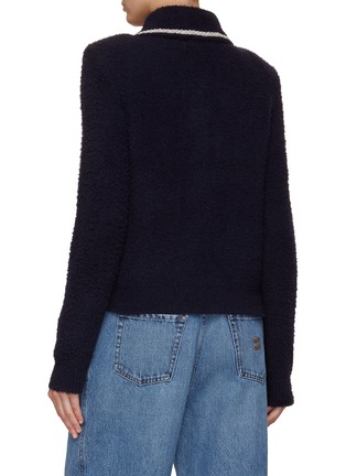 Back View - Click To Enlarge - SELF-PORTRAIT - Pearl and Crystal Embellished Knit Cardigan