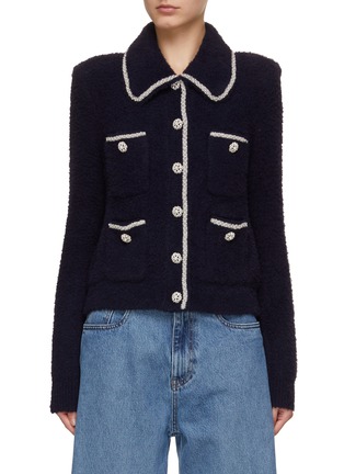 Main View - Click To Enlarge - SELF-PORTRAIT - Pearl and Crystal Embellished Knit Cardigan