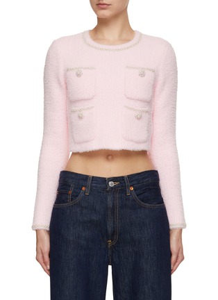 Main View - Click To Enlarge - SELF-PORTRAIT - Pearl and Crystal Embellished Knit Top