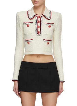 Main View - Click To Enlarge - SELF-PORTRAIT - Sequined Cropped Knit Top