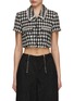 Main View - Click To Enlarge - SELF-PORTRAIT - Chequered Bouclé Cropped Top
