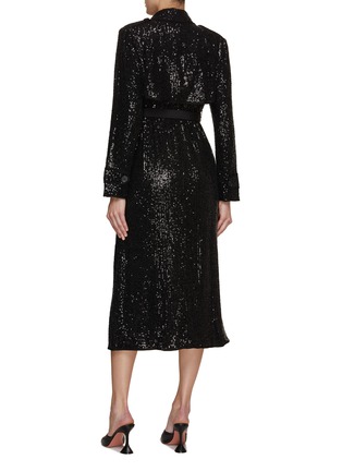 Back View - Click To Enlarge - SELF-PORTRAIT - Belted Sequin Embellished Trench Coat