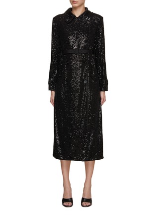 Main View - Click To Enlarge - SELF-PORTRAIT - Belted Sequin Embellished Trench Coat