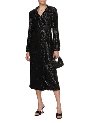 Figure View - Click To Enlarge - SELF-PORTRAIT - Belted Sequin Embellished Trench Coat
