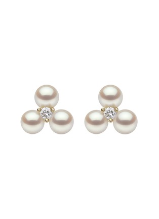 Main View - Click To Enlarge - YOKO LONDON - Trend Diamond Pearl 18K Gold Stud Earrings
