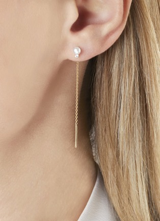 Detail View - Click To Enlarge - YOKO LONDON - Trend Diamond Pearl 18K Gold Chain Earrings