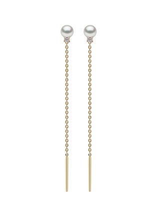 Main View - Click To Enlarge - YOKO LONDON - Trend Diamond Pearl 18K Gold Chain Earrings