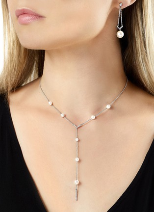 Detail View - Click To Enlarge - YOKO LONDON - Trend Diamond Pearl 18K White Gold Necklace