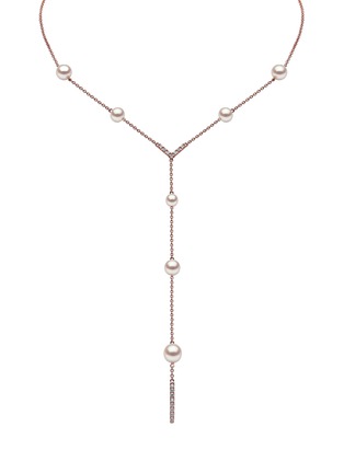 Main View - Click To Enlarge - YOKO LONDON - Trend Diamond Pearl 18K Rose Gold Necklace