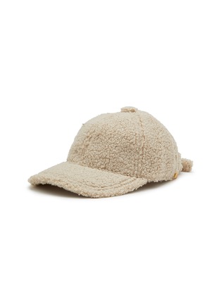 Main View - Click To Enlarge - VAN PALMA - Gold-plated Logo Faux Shearling Cap