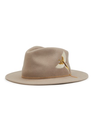 Main View - Click To Enlarge - VAN PALMA - Parrot Embroidery Gold-plated Chain Fedora Hat