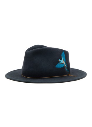 Main View - Click To Enlarge - VAN PALMA - Parrot Embroidery Gold-plated Chain Fedora Hat