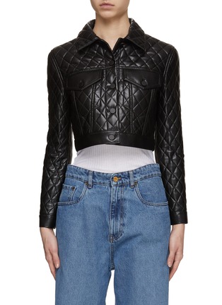 Main View - Click To Enlarge - ALICE & OLIVIA - Chloe Quilted Vegan Leather Cropped Jacket