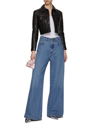 Figure View - Click To Enlarge - ALICE & OLIVIA - Chloe Quilted Vegan Leather Cropped Jacket