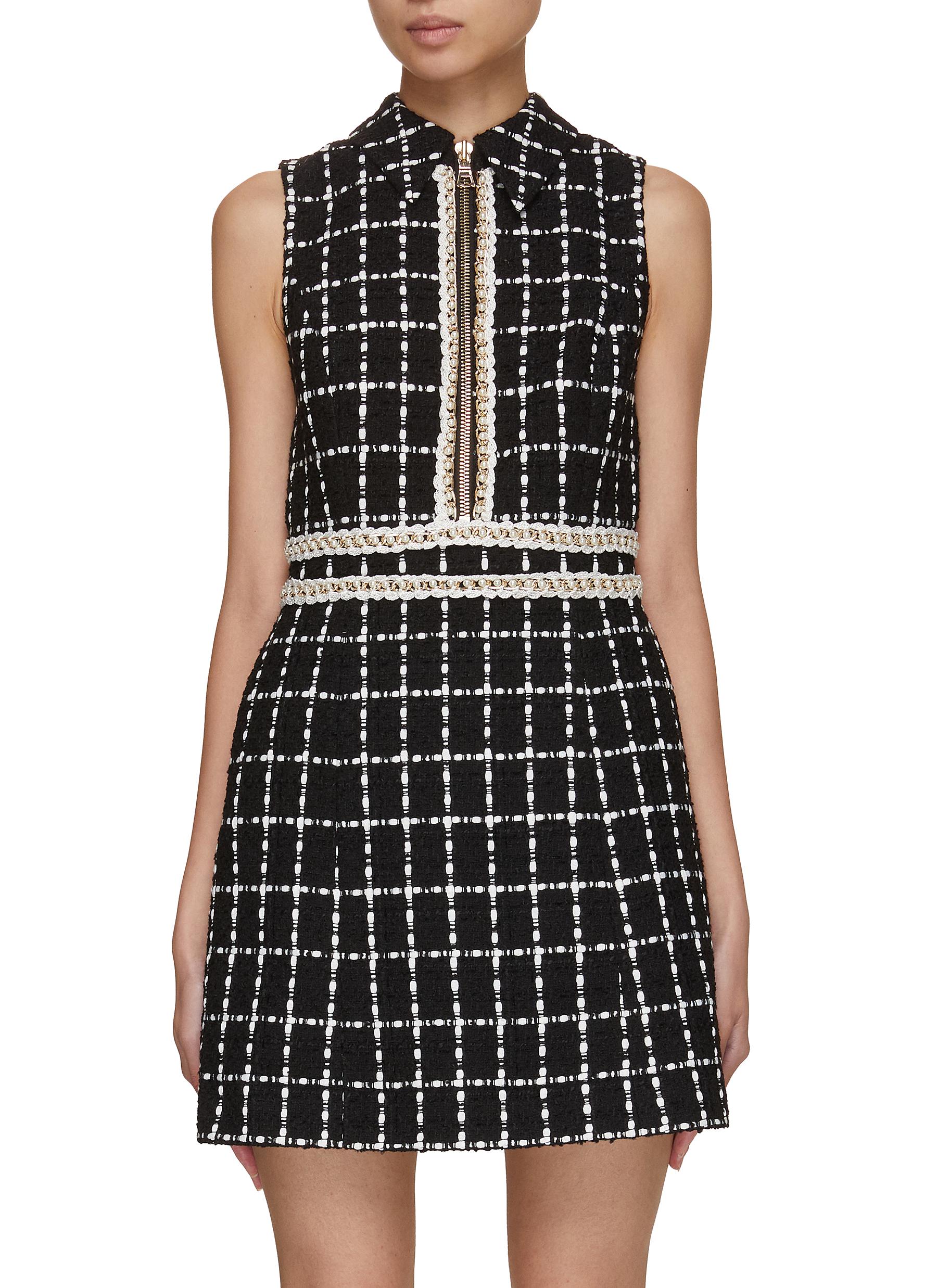 ALICE & OLIVIA Ellis Pearl Crochet Trim Dress