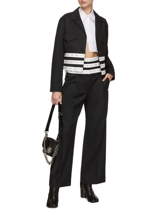 Figure View - Click To Enlarge - EENK - Layered Waistband Wide Leg Pants