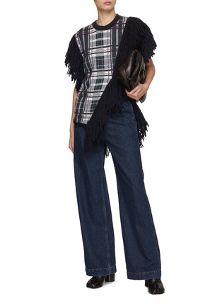 Figure View - Click To Enlarge - EENK - Sleeveless Fringed Knit Top