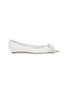 Main View - Click To Enlarge - PRADA - Flower Bouquet Embellished Spazzolato Leather Skimmer Flats