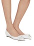 Figure View - Click To Enlarge - PRADA - Flower Bouquet Embellished Spazzolato Leather Skimmer Flats