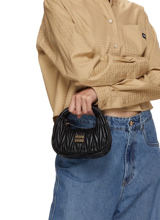 Front View - Click To Enlarge - MIU MIU - Mini Miu Wander Matelassé Leather Hobo Bag