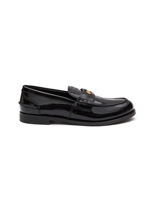 Main View - Click To Enlarge - MIU MIU - Logo Appliqué Penny Leather Loafers