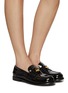 Figure View - Click To Enlarge - MIU MIU - Logo Appliqué Penny Leather Loafers
