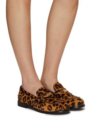 Figure View - Click To Enlarge - MIU MIU - Leopard Print Leather Penny Loafers