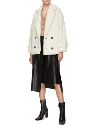 Figure View - Click To Enlarge - MARELLA - Double Breasted Notch Lapel Teddy Coat