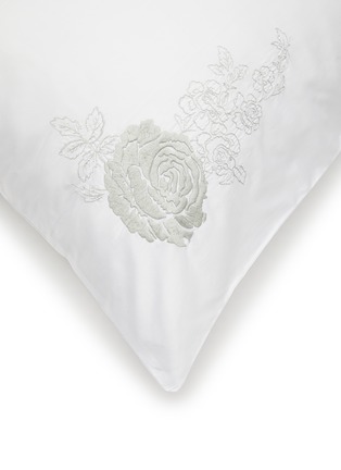 Detail View - Click To Enlarge - RIVOLTA CARMIGNANI  - Roseto Embroidered Pillowcase Set of 2 — Verde Rugiada