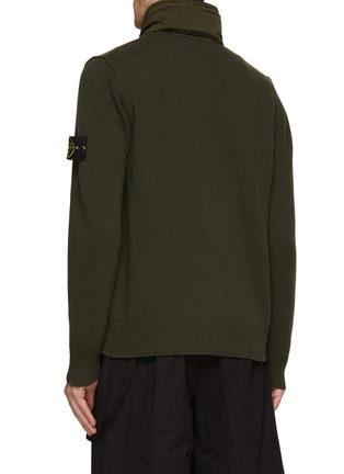 Back View - Click To Enlarge - STONE ISLAND - Wool Blend Zip Up Cardign