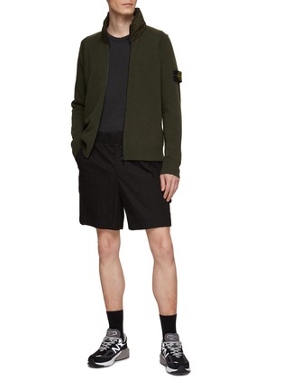Figure View - Click To Enlarge - STONE ISLAND - Wool Blend Zip Up Cardign