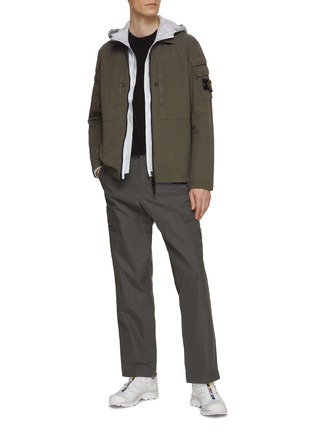 Figure View - Click To Enlarge - STONE ISLAND - Sleeve Pocket Zip Up Overshirt