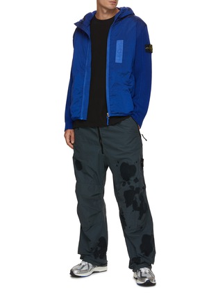 Figure View - Click To Enlarge - STONE ISLAND - Hybrid Ribbed Sleeve Hooded Jacket