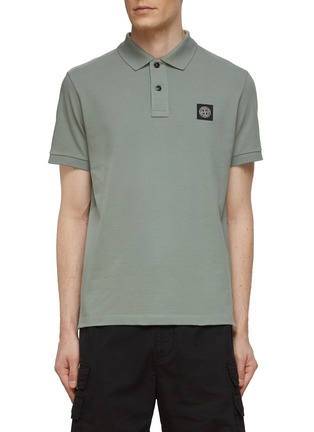 Main View - Click To Enlarge - STONE ISLAND - Cotton Blend Logo Polo Shirt