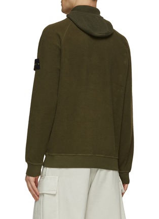 Back View - Click To Enlarge - STONE ISLAND - Raglan Sleeve Ribbed Hoodie