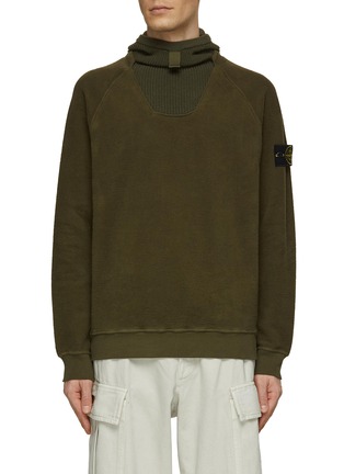 Main View - Click To Enlarge - STONE ISLAND - Raglan Sleeve Ribbed Hoodie