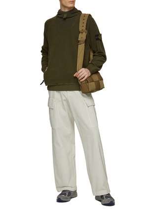 Figure View - Click To Enlarge - STONE ISLAND - Raglan Sleeve Ribbed Hoodie