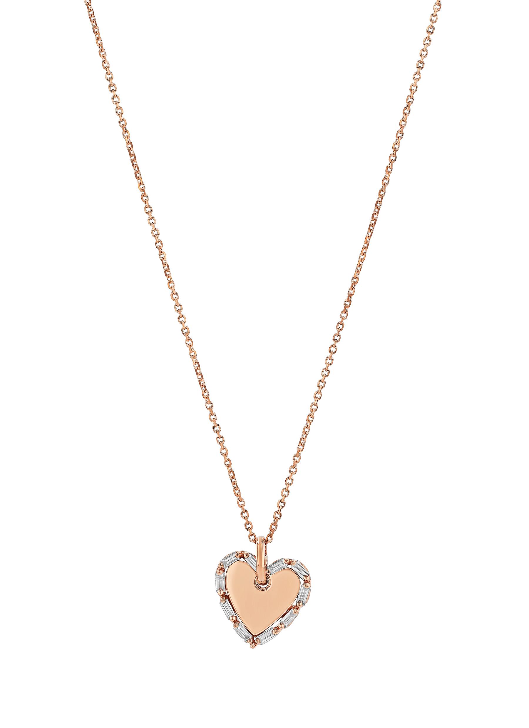 SUZANNE KALAN Golden Diamond 18K Rose Gold Mini Heart Pendant