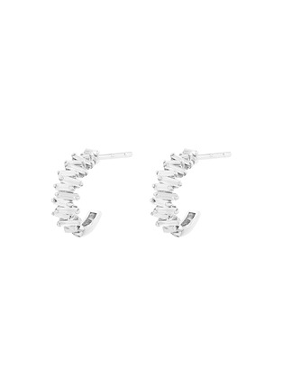 Main View - Click To Enlarge - SUZANNE KALAN - Fireworks Diamond 18K White Gold Mini Hoop Earrings