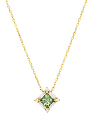 Main View - Click To Enlarge - SUZANNE KALAN - Princess Midi Diamond Green Sapphire 18K Gold Pendant Necklace — 16"/18"