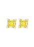 Main View - Click To Enlarge - SUZANNE KALAN - Princess Midi Diamond Yellow Sapphire 18K Gold Stud Earrings