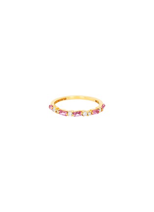 Main View - Click To Enlarge - SUZANNE KALAN - Thin Mix Mini Diamond Pink Sapphire 18K Gold Half Eternity Band — Size 7