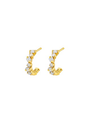 Main View - Click To Enlarge - SUZANNE KALAN - Golden Diamond 18K Gold Mini Hoop Earrings