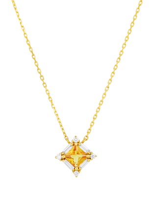 Main View - Click To Enlarge - SUZANNE KALAN - Princess Midi Diamond Yellow Sapphire 18K Gold Pendant Necklace — 16"/18"