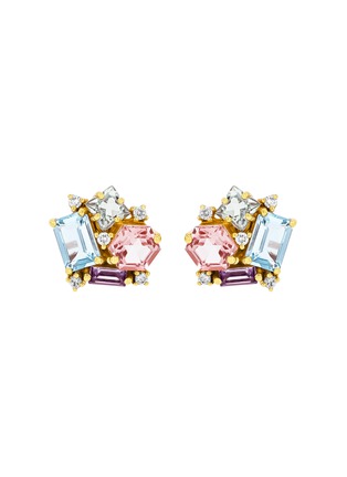 Main View - Click To Enlarge - SUZANNE KALAN - Amalfi Pastel Blossom Diamond Gemstones 14K Gold Stud Earrings