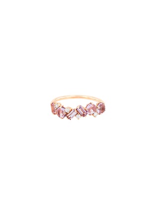 Main View - Click To Enlarge - SUZANNE KALAN - Amalfi Blend Diamond Rose de France Gemstone 14K Rose Gold Ring — Size 6.5