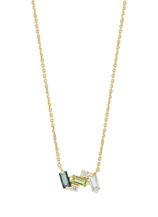 Main View - Click To Enlarge - SUZANNE KALAN - Amalfi Mini Burst Green Ombre Diamond Gemstone 14K Gold Pendant Necklace — 16"/18"