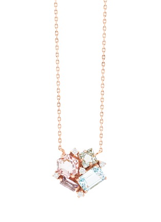 Main View - Click To Enlarge - SUZANNE KALAN - Amalfi Pastel Blossom Diamond Gemstones 14K Rose Gold Pendant Necklace — 16"/18"